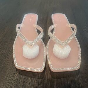 NIB Lauren Lorraine Pink Tampa Rhinestone Sandals